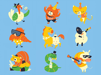 Party Animals animals characters illustration music party pun