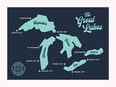 The Great Lakes Map canada cities compass design erie fresh great lakes huron maps michigan ontario superior united states water