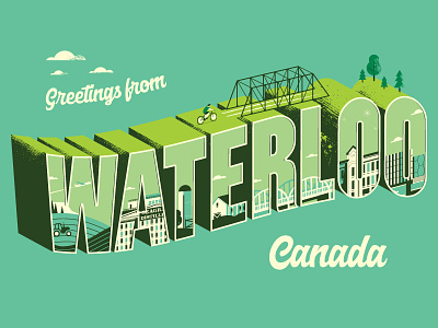 Greetings From Waterloo canada postcard waterloo