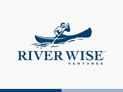 River Wise brand brand design branding canoe idenity logo navy blue river wise