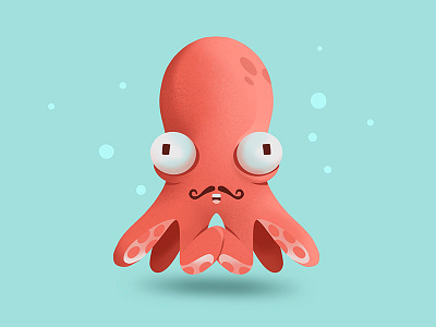 Octopus bubbles canada character graphic illustration mustache ocean octopus old-timey water waterloo