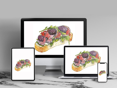 Sandwich with meet and berries food illustration
