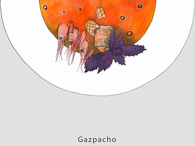 Gazpacho food illustration for restaurant design food foodart foodillustration foodsketch illustration illustrator menu orange restaurant sketch soup watercolor