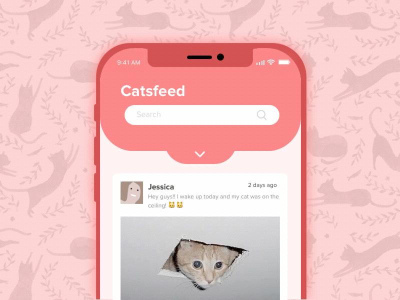 Loading Animation for iPhone X animation cat cats content illustration interaction iphone newsfeed x