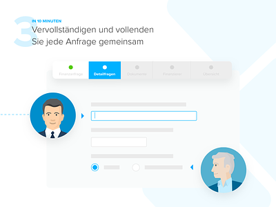 Collaboration Feature Step 3: Collaborate on the Request advisory collaboration finance illustration landing page saas ui