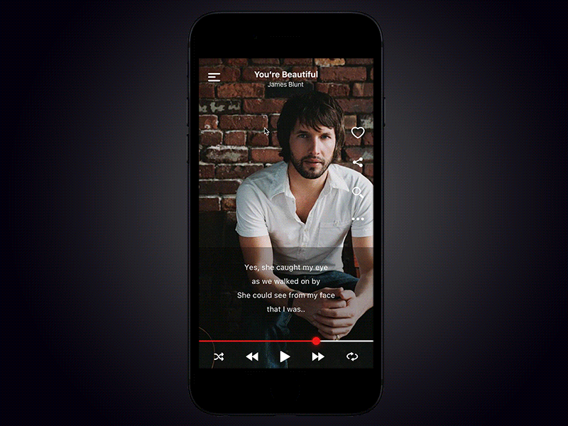 Catalyst Music Player animation dark debut elegant gif interaction music ui ux