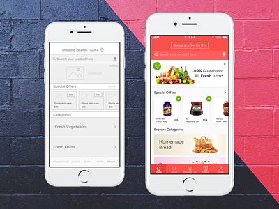 Dribbble E-Mart app color filtering grocery ios shopping tract ui user ux wireframe