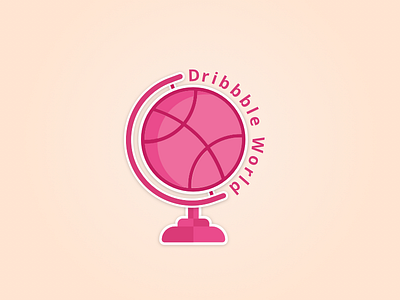 Dribbble World ball dribbble glove illustration love minimal sticker stickermule