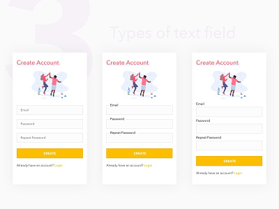 Text Fields app clean colour design dribbble experiment flat illustration inspiration ios minimal mobile ui ux vector