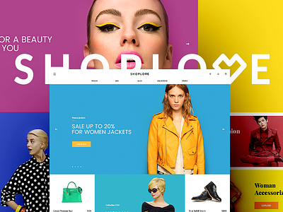 Shoplove colorful e commerce fashion modern psd shop store theme ui ux wedesign