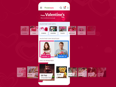Floweraura appui design gifting interaction love love day loveweek mobileweb redtheme sketch uidesign uxdesign valentine