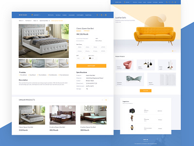 Rentisign bed blue theme furniture html online furniture online shop rent furniture sketch sofa ui desgin ux design web design