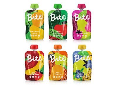 Fruit puree packaging design branding design food illustration package package design packaging packaging design pouch