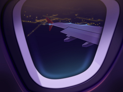 Nightflight gradient illustration night plane