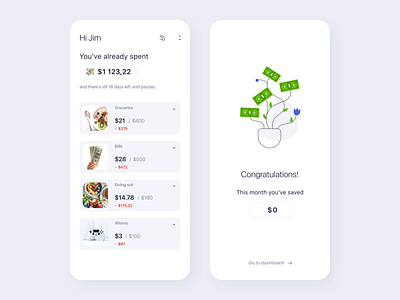 Money saving app concept animation dashboad expense tracker illustraion income money money app money transfer ui