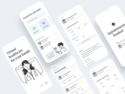 Medical appointments | Booking App app appointments booking calendar doctor health illustration medical mobile onboarding patient ui uiux ux