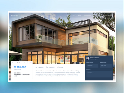 Real Estate page exploration - House presentation animation blur design navigation photos slider ui