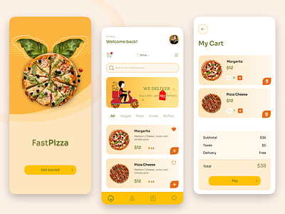 Pizza🍕- Food Delivery App UI/UX design app best ui branding design food food app food app concept food delivery app illustration logo modern pizza pizza app pizza app concept pizza delivery app ui uiux ux vector