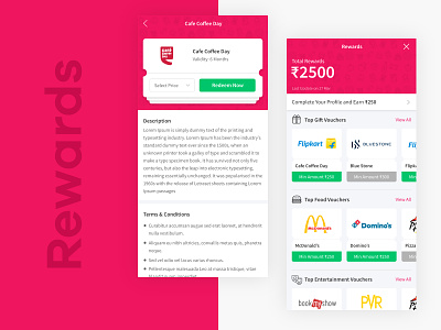 Rewards Design | PWA coupons mobile app progressive web app pwa vouchers