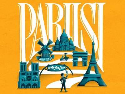 Paris editorial illustration lettering