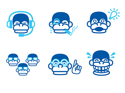 MonkeyMania blue icons illustration monkeys vector