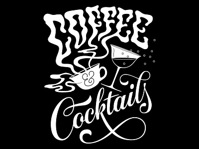 Coffee And Cocktails bar branding cafe cocktails coffee design graphic design illustration lettering vector