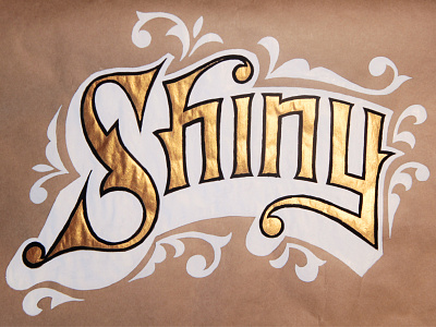 Shiny display drawing gold gouache hand lettering lettering letters ornaments painting sign painting