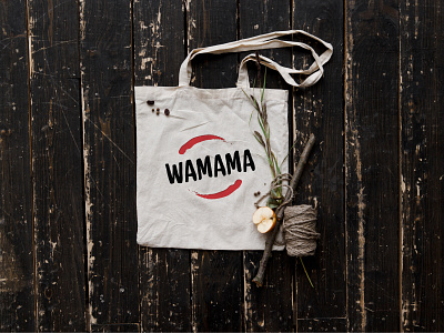 Wamama asian restaurant black brand branding monochrome brush design graphic design handwritten logo logotype red