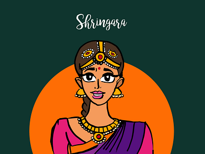 Navarasa | Shringara bharathanatyam character colors culture dance dancers expression illustration india sketch tamilnadu wacom