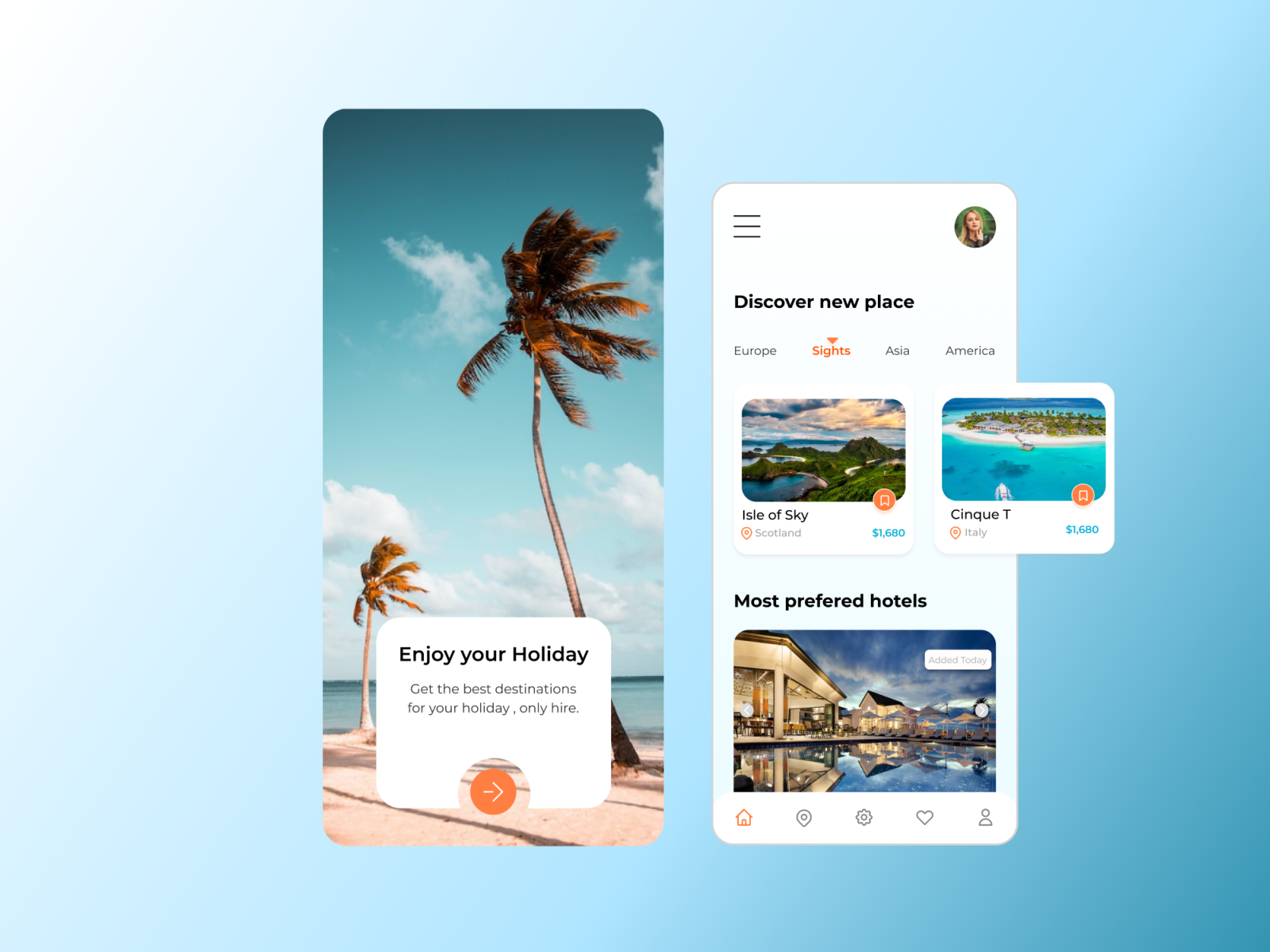 Mobile App design for Travel Agency by Elena Culcitchi on Dribbble