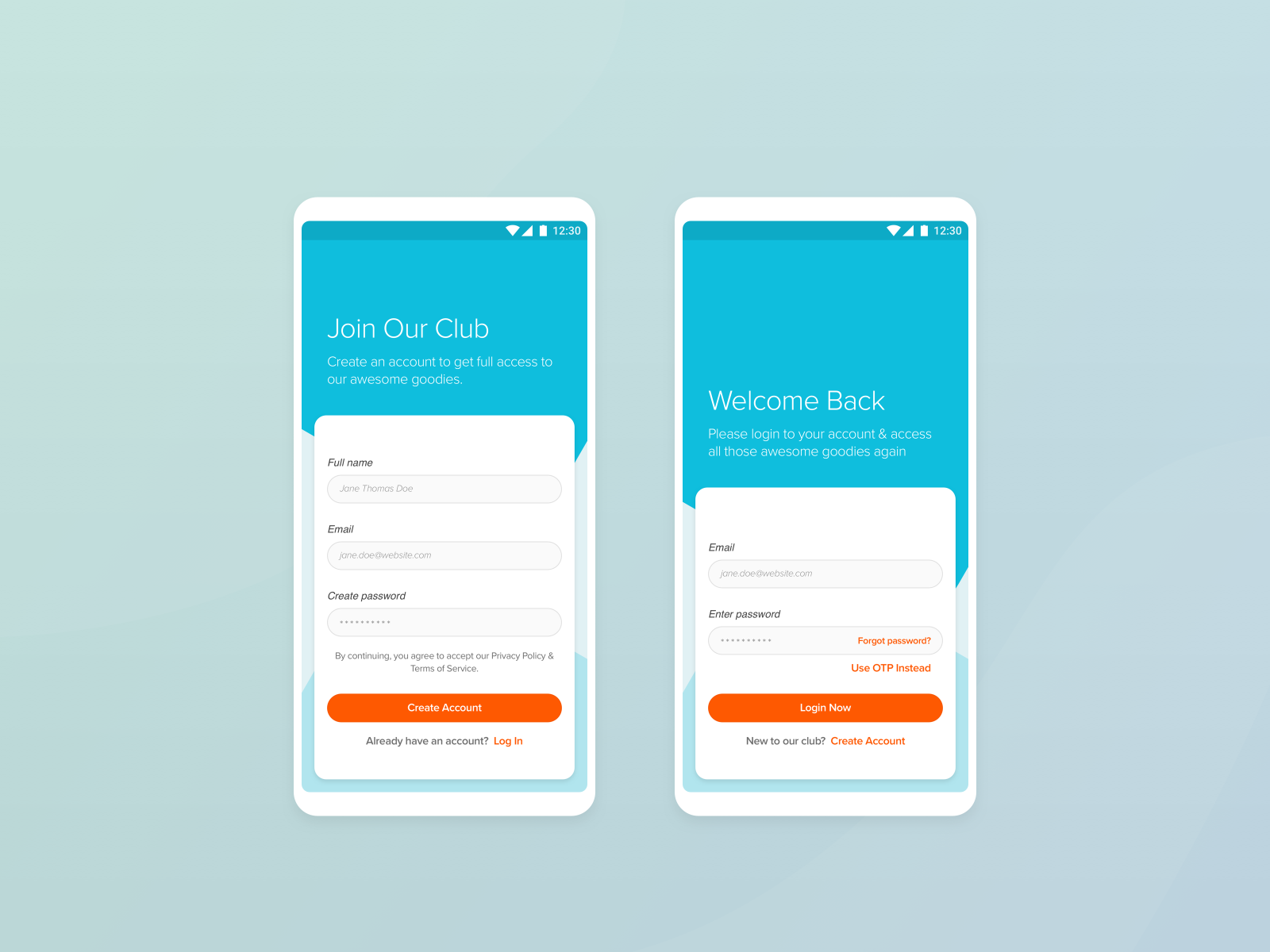 Sign-up & Login by Abhilash Ramadasan on Dribbble