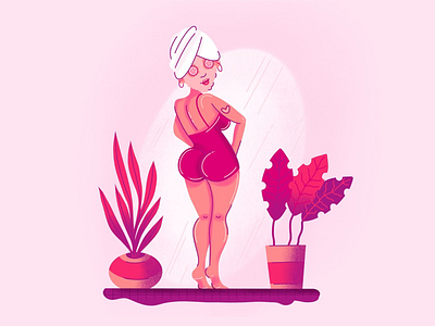 Treat yourself bath butt girlboss girlpower heart illustration mask mirror pink plants procreate relax towels
