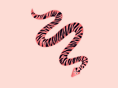 Tiger snake animal print design illustration pink procreate snake tiger