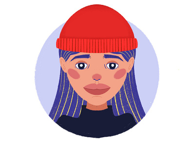 bad hair day everyday autumn bad hair day big eyes brows cold illustration pencil drawing procreate red hat red nose sad turtleneck violet