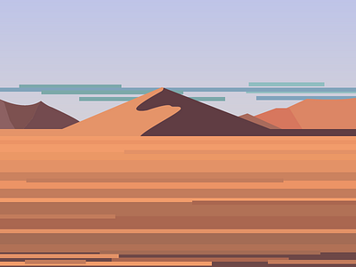 Distant sand sea colour illustration