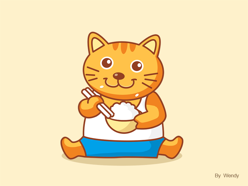 If a cat eats too much. illustration