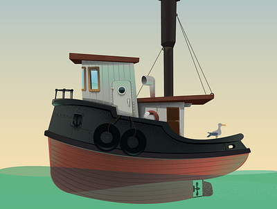 Old boat childrens illustration poster vector