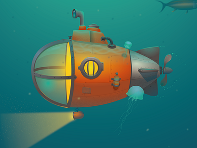 Submarine children illustration illustration illustrator kidsroomposter poster vector