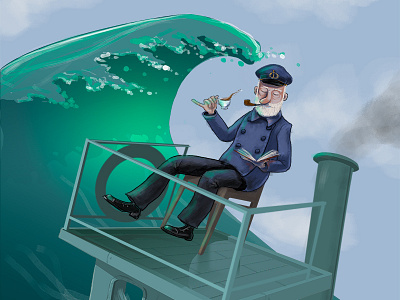 Captains tea character . design illustration