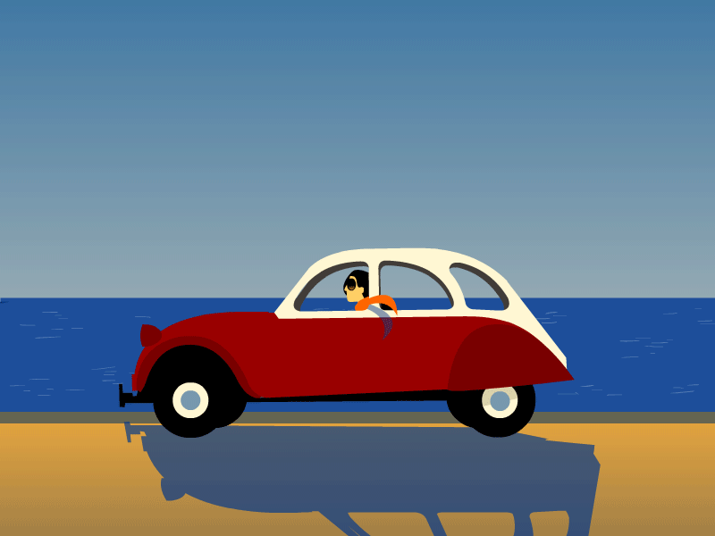 Deux Chevaux, Cote d'azur adobe . animate animated . gif animation character . design illustration