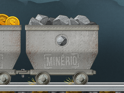 Game - Mine Cart Detail coin game grunge texture iron metal mine cart rail rock royalty sparks texture wagon