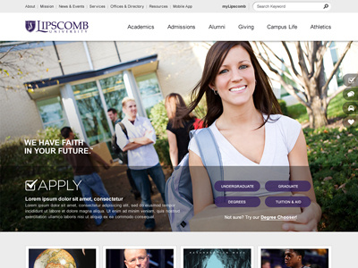 Lipscomb University college design lipscomb nashville redesign responsive student tn university website