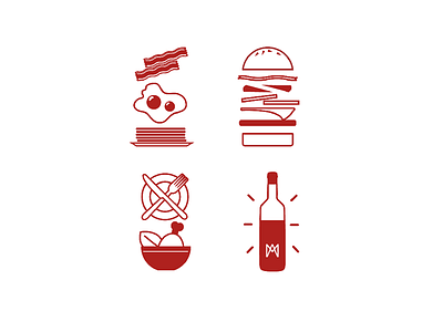 Dinner Restaurant bacon bottle burger chicken egg fork icons knife pancake restaurant wine