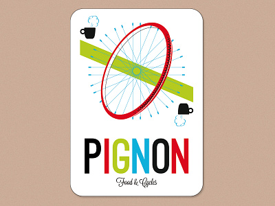 Pignon, food & cycles store business card cup cycle food tire