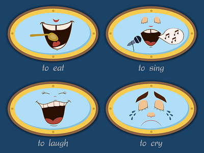 Boat Game Verbs cry eat game illustration kids laugh sing tablet game verbs