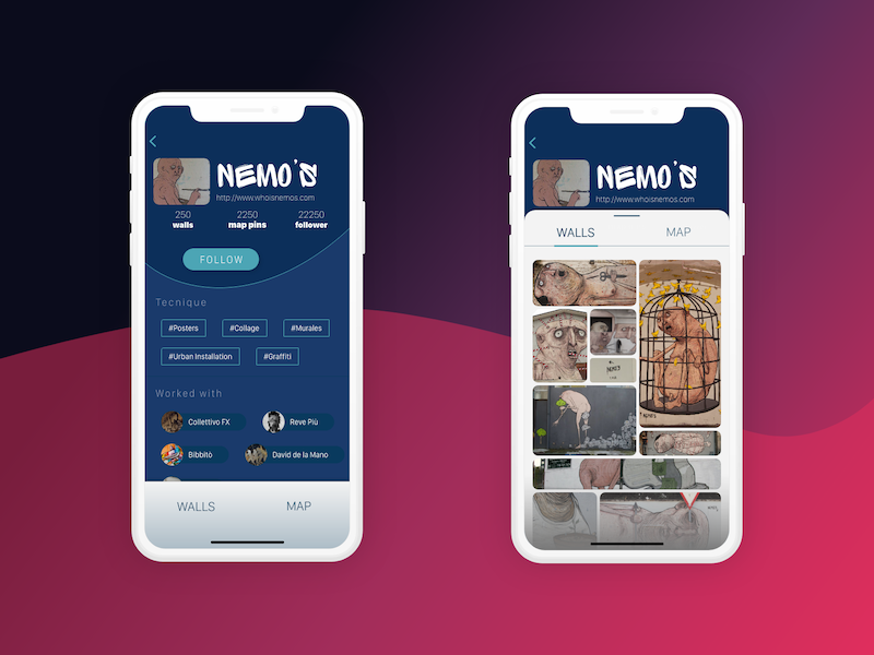 Artist Profile mobile ux ui artworks murals graffiti gallery artist user profile