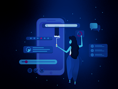 Designer World blue character design illustration ui ux design website illustration