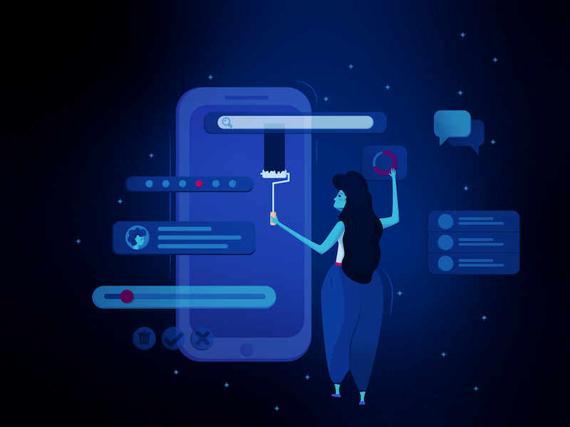 Designer World website illustration character ui ux design design blue illustration