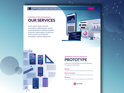 Our Services blue design gradient illustration prototypes services software house typography ui ux vector website