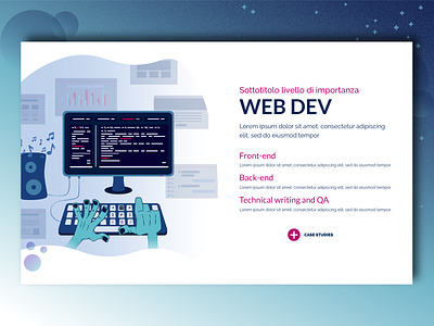 Our Services: Web Dev back end blue coder design developer development front end hands illustration pc typography ui ux vector website